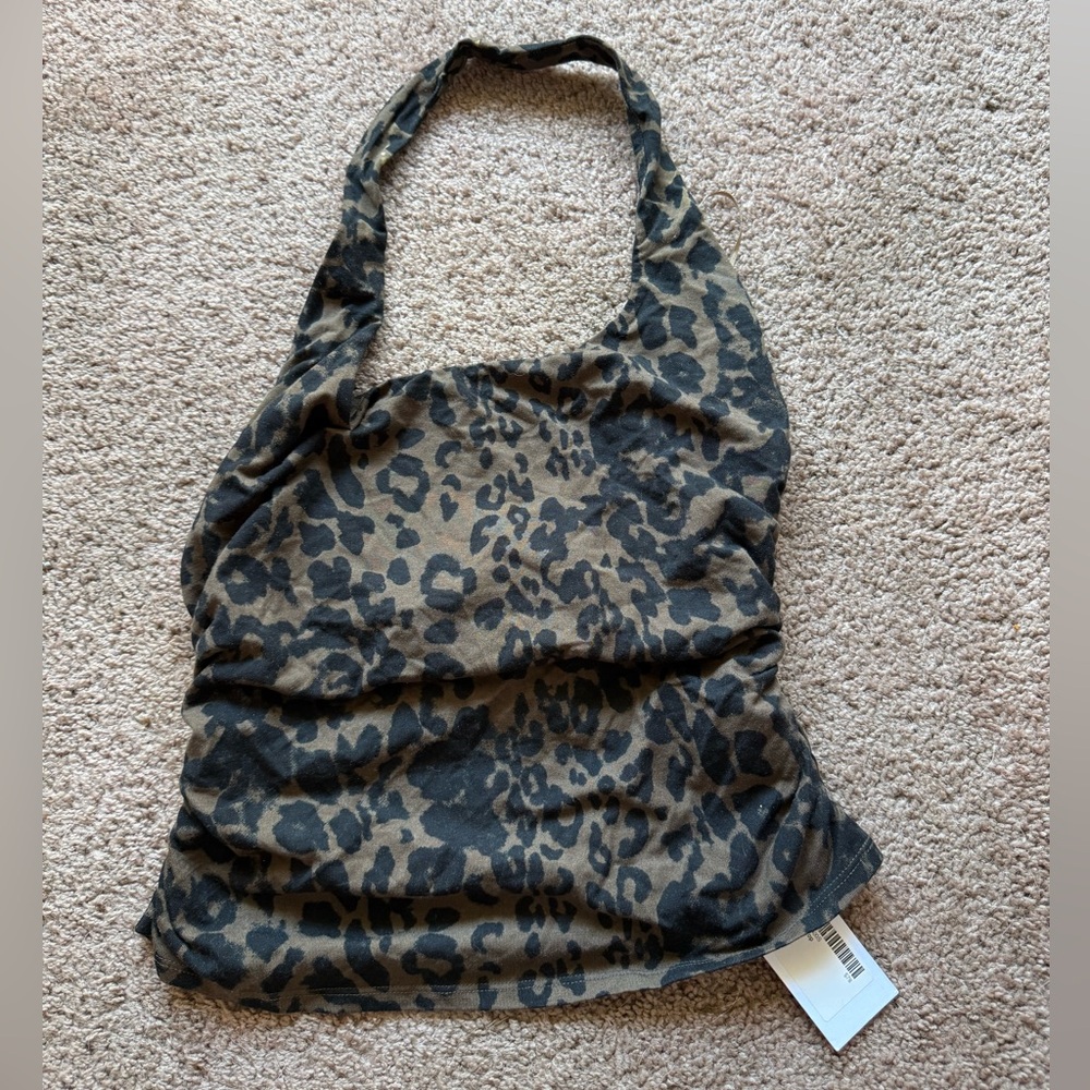NEW NWT reformation molly knit top small tana leopard print halter neck chic - Picture 5 of 7